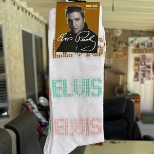 White Elvis Presley Long Socks Size 7-12
